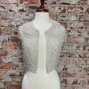 Crystal pearl hand beaded bridal jacket